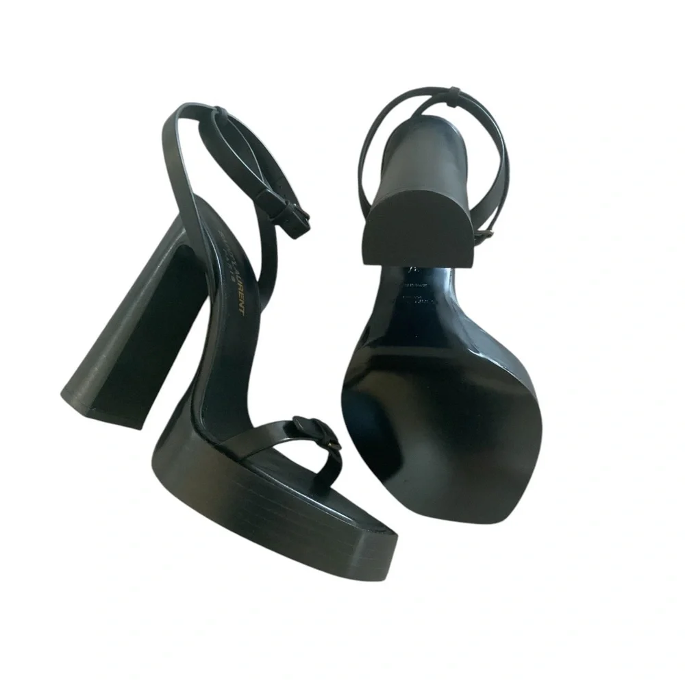 NIB Saint Laurent Paris Platz Leather Platform Sandals Size 37 $1190 - Picture 5 of 5